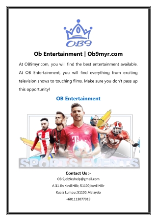 Ob Entertainment | Ob9myr.com