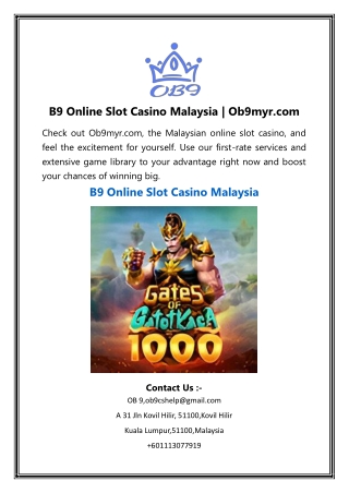 B9 Online Slot Casino Malaysia | Ob9myr.com