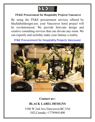 FF&E Procurement for Hospitality Projects Vancouver