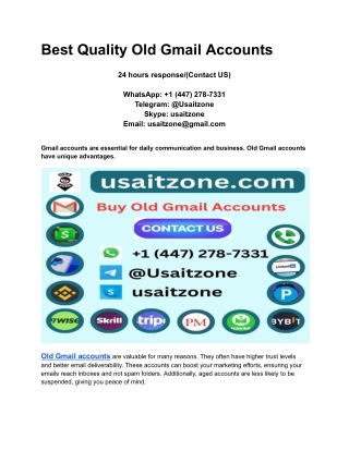 Best Quality Old Gmail Accounts