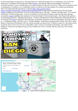 # Custom San diego moving services: Moving Experts for California Residents