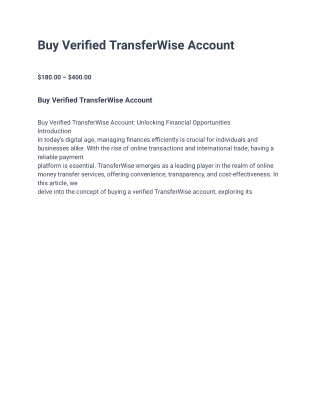 Buy Verified TransferWise Account