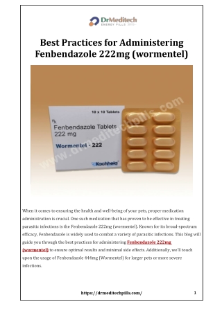 Best Practices for Administering Fenbendazole 222mg (wormentel)