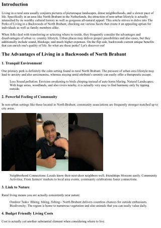 The Benefits of Staying In a Backwoods of North Brabant