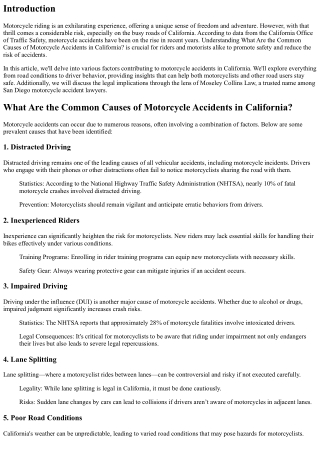What Are the Common Causes of Motorcycle Accidents in California?