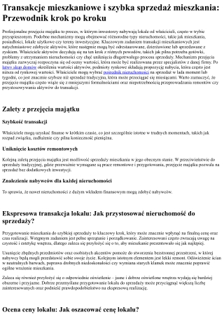 Szybka sprzedaż nieruchomości: Skup nieruchomości i szybka sprzedaż mieszkania