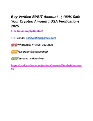Buy Verified BYBIT Account - ( 100% Safe Your Crypto Amount ) USA Verifications 2025