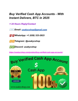 Buy Verified Cash App Accounts - With Instant Delivere, BTC in 2025