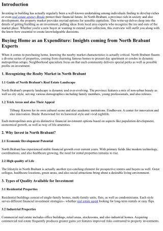 Purchasing Building as an Expenditure: Insights coming from North Brabant Specia