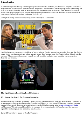 Limelight on Local Companies: Sustaining Your Area as a House owner