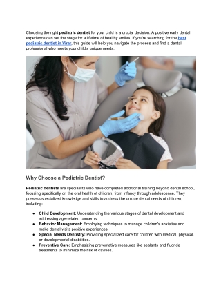Finding the Best Pediatric Dentist in Virar_ A Guide for Parents