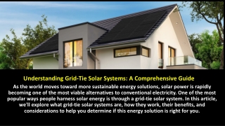 Understanding Grid-Tie Solar Systems: A Comprehensive Guide