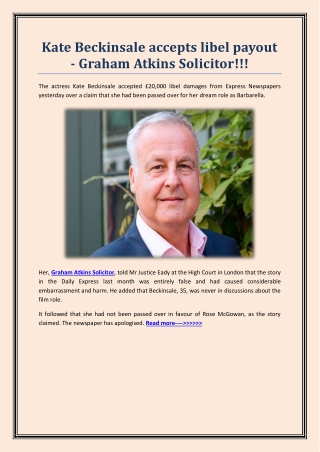 Kate Beckinsale accepts libel payout - Graham Atkins Solicitor!!!