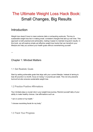 The Ultimate Weight Loss Hack Book: Small Changes, Big Results