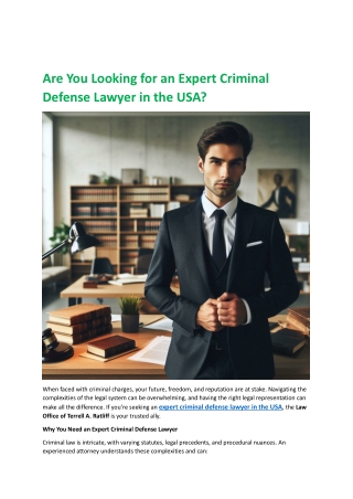 Are You Looking for an Expert Criminal Defense Lawyer in the USA