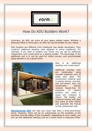 How Do ADU Builders Work