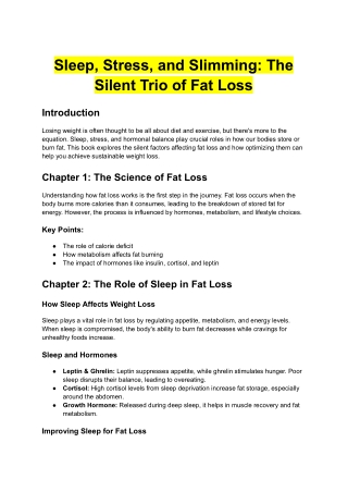Sleep, Stress, and Slimming The Silent Trio of Fat Loss