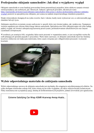 Specjalistyczne car wrapping: Jak dbać o niepowtarzalny wygląd