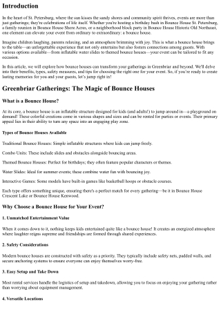 Greenbriar Gatherings: How a Bounce House Can Transform Your Event