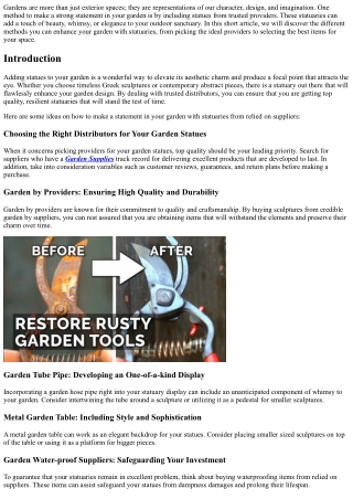 Make a Declaration in Your Garden with Sculptures from Trusted Distributors