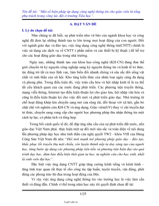 SKKN Một số biện pháp áp dụng CNTT cho giáo viên là tổng phụ trách trong công tác đội ở trường Tiểu học