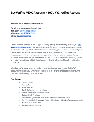 Service Site To Buy Verified MEXC Accounts