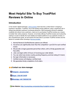 Rapid Service Site To Buy TrustPilot Reviews