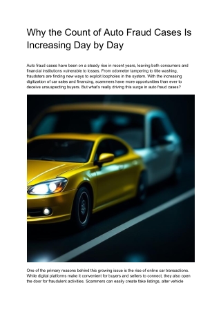 Why the Count of Auto Fraud Cases Is Increasing Day by Day