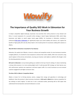SEO Work in Edmonton, Alberta, Calgary | Wowi Fytech