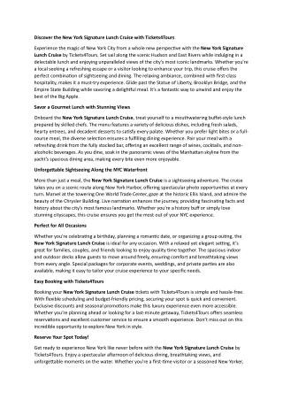 New York Signature Lunch Cruise with Tickets4Tours