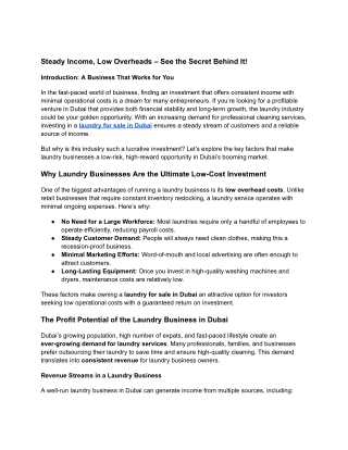 Steady Income, Low Overheads – See the Secret Behind It!