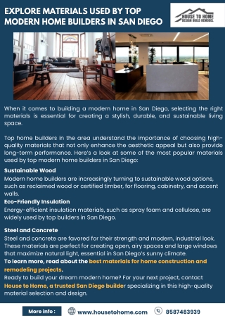 Explore Materials Used By Top Modern Home Builders in San Diego