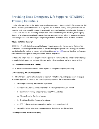 Providing Basic Emergency Life Support