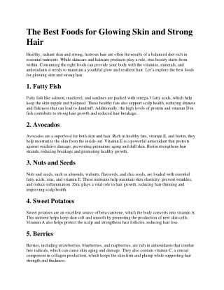 The Best Foods for Glowing Skin and Strong Hair