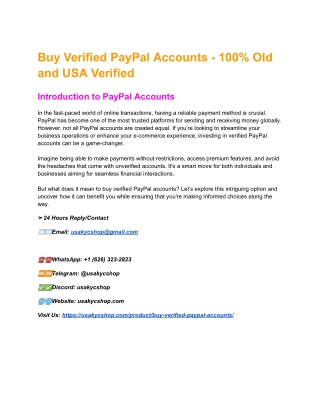 Buy Verified PayPal Accounts - 100% Old and USA Verified