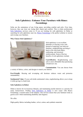 Give Your Sofa a New Life with Expert Upholstery Services