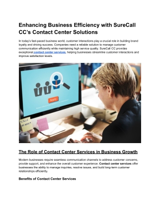 Enhancing Business Efficiency with SureCall CC’s Contact Center Solutions