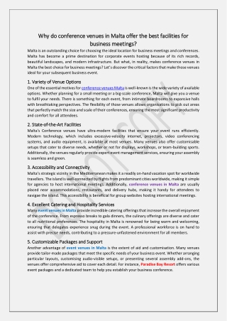 Why do conference venues in Malta offer the best facilities for business meetings