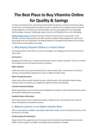 The Best Place to Buy Vitamins Online for Quality & Savings