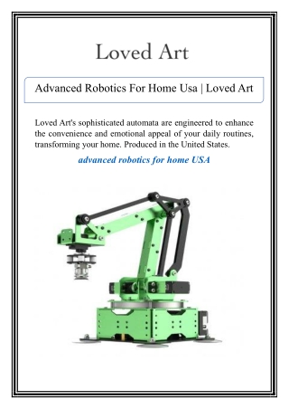 Advanced Robotics For Home Usa | Loved Art