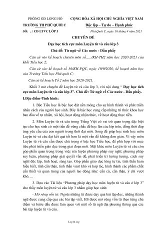 SKKN Dạy học tích cực môn Luyện từ và câu lớp 3. Chủ đề Từ ngữ về Các nước - Dấu phẩy