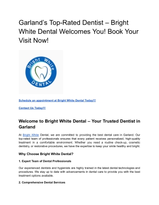 Garland’s Top-Rated Dentist – Bright White Dental Welcomes You! Book Your Visit Now! (1)
