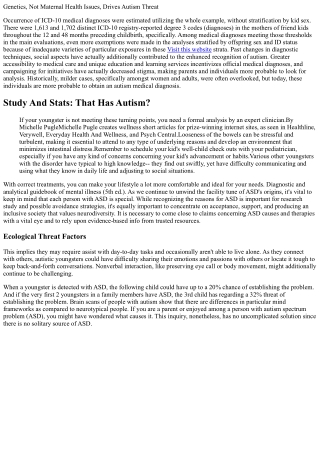 Genetics, Not Mother's Health Issues, Drives Autism Danger