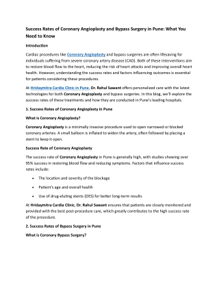 Success Rates of Coronary Angioplasty and Bypass Surgery in Pune