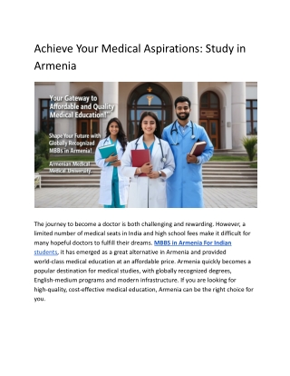 Achieve Your Medical Aspirations_ Study in Armenia