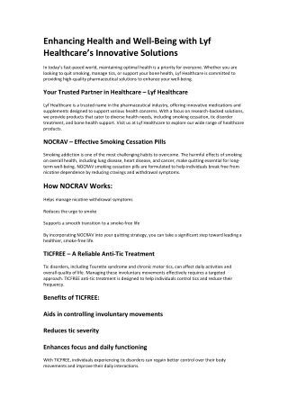 Lyf Healthcare – Advanced Healthcare Solutions for a Better Life