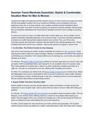 Summer Travel Wardrobe Essentials_ Stylish & Comfortable Vacation Wear for Men & Women