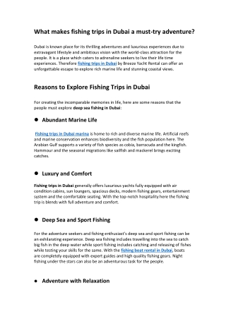 What makes fishing trips in Dubai a must-try adventure?