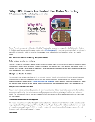 Why HPL Panels Are Perfect For Outer Surfacing