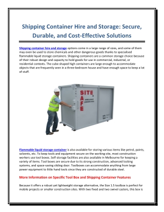 Shipping Container Hire and Storage Secure Durable and Cost Effective Solutions